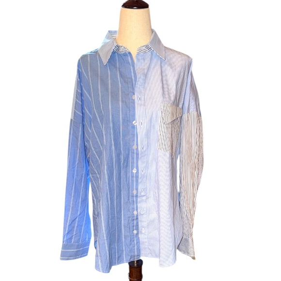 Finley Tops - Finley Blue and White Button Down Shirt